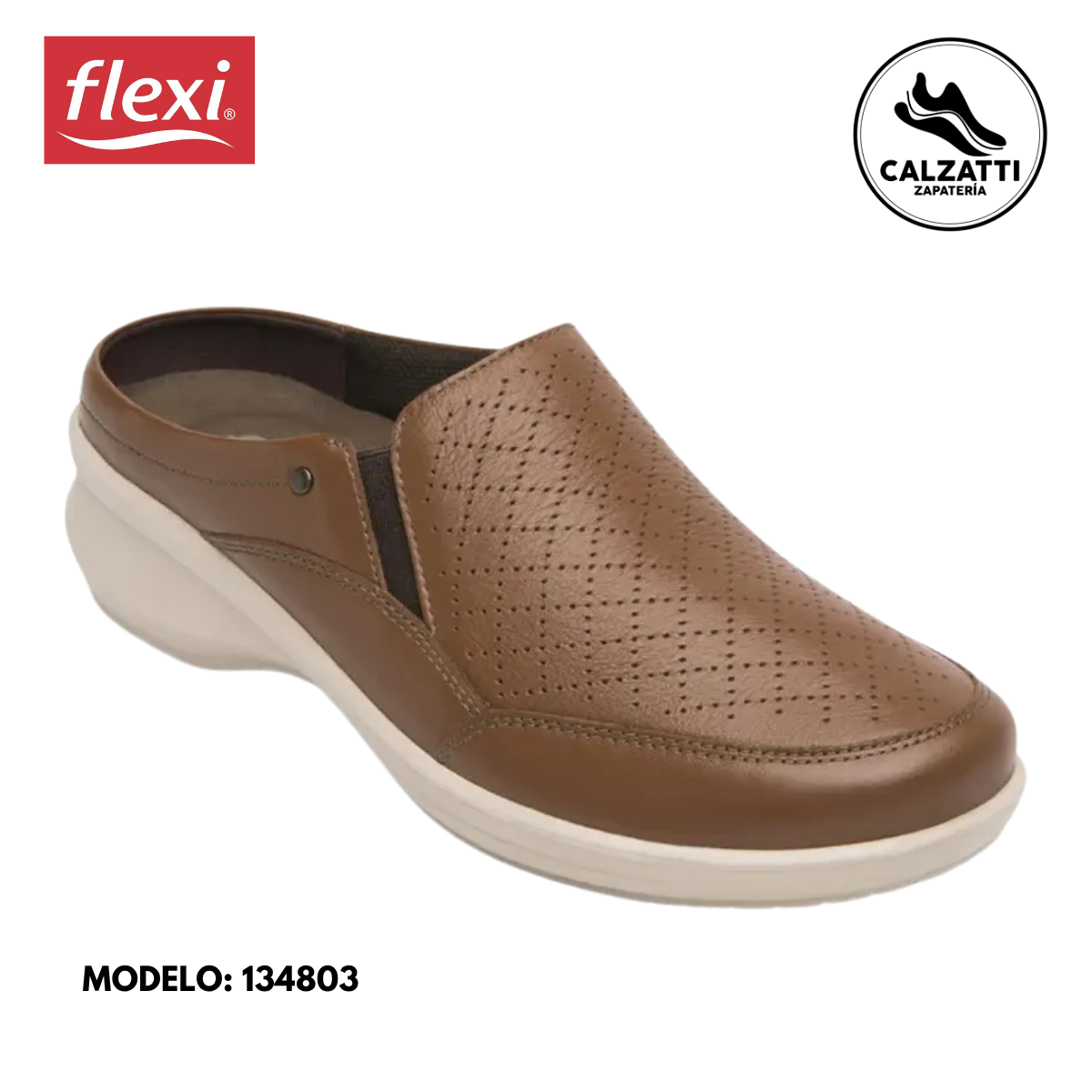 Zueco de Piel Confort Flexi para Mujer