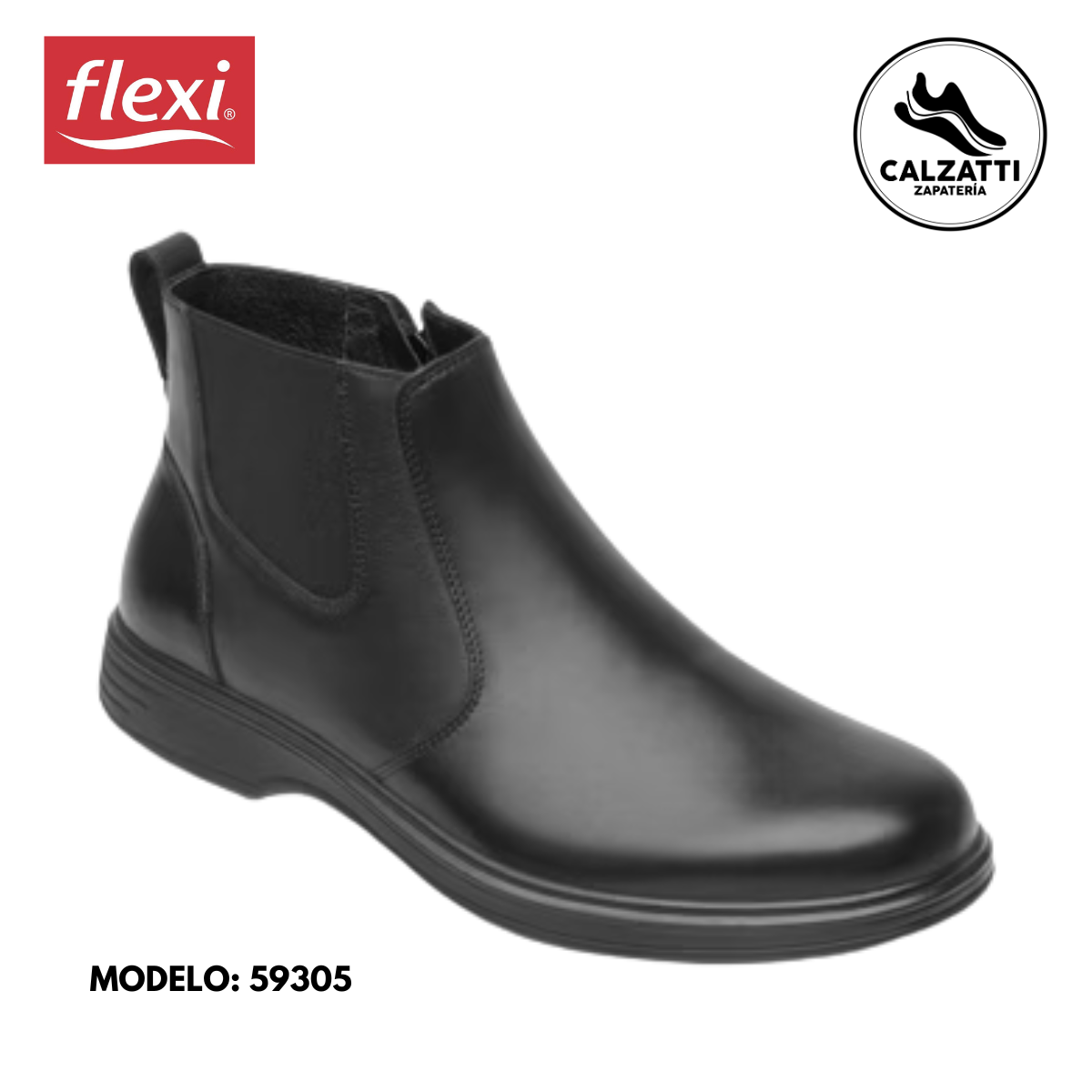 Botín Casual Para Oficina Flexi Con Sistema Walking Soft Para Hombre